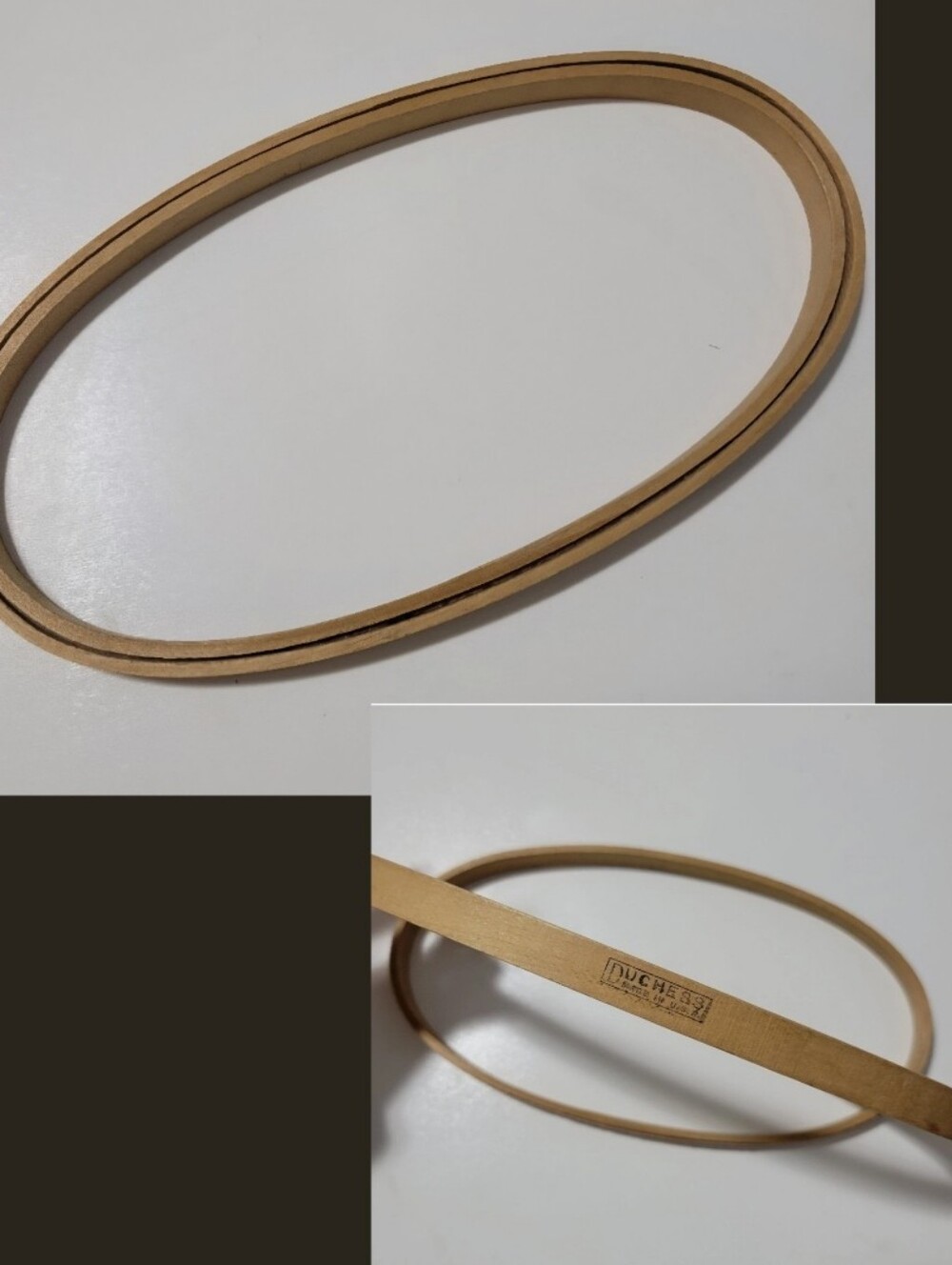 Vintage Duchess Oval Embroidery Hoop Wooden 9 x 5" Felt Lined Made In USA - GUC